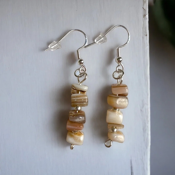 Natural Cut Seashell Earrings - Picture 1 of 1